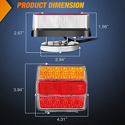Nilight Magnetic LED Trailer Towing Light Kit 24ft Cable with 7 Pin Plug Tail Stop Amber Turn Signal License Plate Lights on 12V RV Pickup Trucks Marine Boats (5 Wire System) - color: Magnetic Trailer Lights 7 Pin