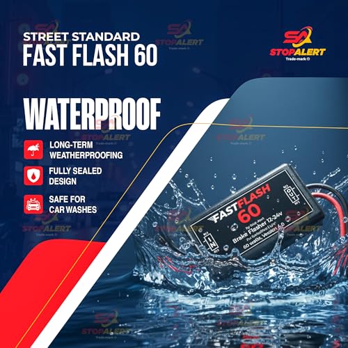 FastFlash 60 Watts Best Brake Flasher Tail & Stop Light Strobe 50X Fastest Preprogrammed 3 Blink Pattern Sequence - LED & ANY OTHER BULB for Cars, Trucks, Motorcycles mount 5A 12-24V - color: Fastflash 60w
