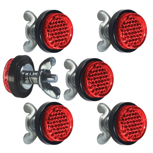 Red Reflector Motorcycle License Plate Bolts and Nuts - color: Red