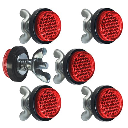 Red Reflector Motorcycle License Plate Bolts and Nuts - color: Red