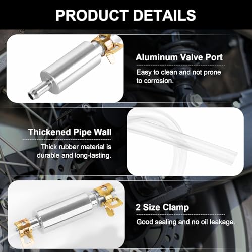 2PCS Brake Bleeder Hose, One Way Check Valve Tube Bleeding Tool Kit for Car Motorcyle Clutch, Motorcycle Brake Bleeder Kit with Nozzle Cap & Clamp, Car Clutch Fluid Replacement Hose