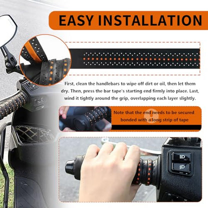 2PCS 3.6Ft Wrap-Around Motorcycle Grips,Anti-Slip Motorcycle Handlebar Grips with Air Vent Holes,Universal & Shock-Absorbing Dirt Bike Accessories for Motorcycles & Bikes