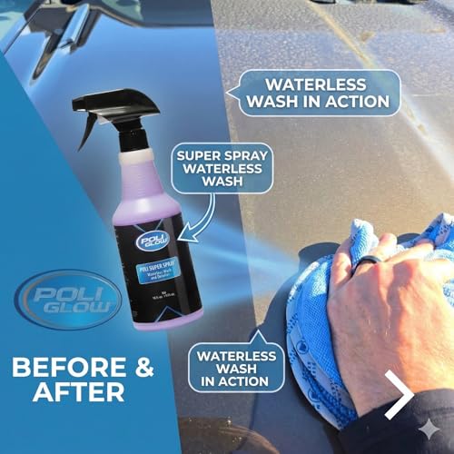 Poli Super Spray® Waterless Cleaner–No Rinse Car, Boat & RV Wash Streak-Free, High Gloss, Non-Abrasive Safe for Gelcoat, Fiberglass, Painted Surfaces, Glass, Plastic, Rubber & Vinyl–Quick & Easy - size: 32 oz