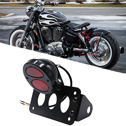 Rich Choices Motorcycle Tail Lights with Side License Plate Bracket Brake Lights Integrated Stop Light Waterproof Aluminum Universal 12V for Sportster 883 1200 Cruiser Bobber Chopper - color: Black#4
