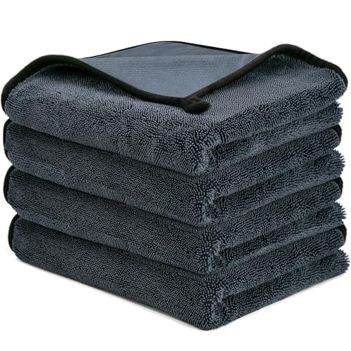 CICMOD Car Drying Towels 35"x24" Large Microfiber Towels for Car Detailing Gray - 4 Pack