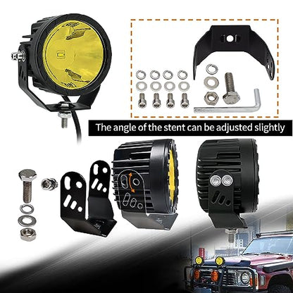STDYSUN Round LED Yellow Offroad Driving Fog Pod Lights 2Pcs 3.5Inch Spot Beam Motorcycle Fog Lights Work Auxiliary Lights Ditch Bumper Lights Bicycle lights fit for Bicycle Truck ATV UTV Motorcycle - size: Round Yellow Spot