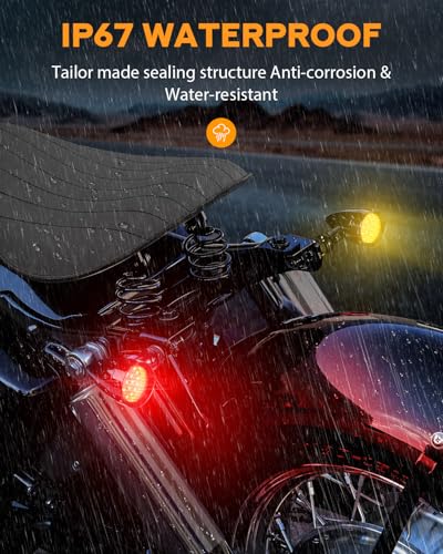 PBYMT Motorcycle LED Turn Signals Bullet,SMD Blinker Lights,Rear Turn Signals Compatible with Honda Yamaha Suzuki Kawasaki Harley Dyna (10mm Mounting Hole) - size: 10mm Mounting Hole