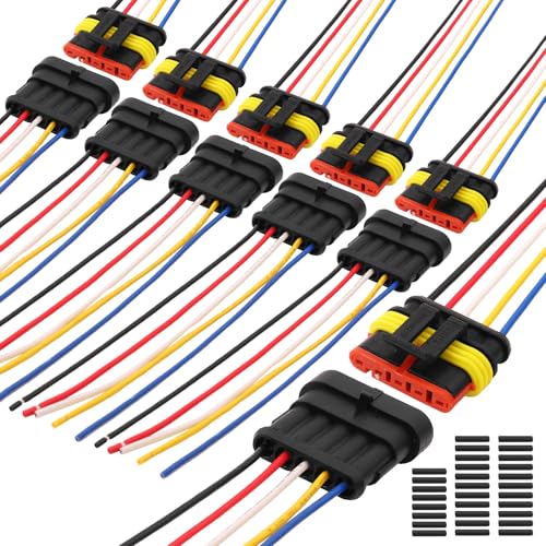 Connector Waterproof, 18 AWG Automotive Electrical Connectors Male and Female Way with Heat Shrink Tubing for Car Truck Boat and Other Wire Connections (5pin 6 Kits) - size: 5pin 6 Kits