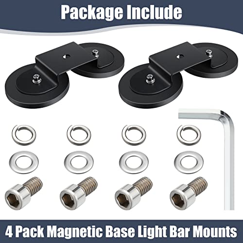 Shimeyao 4 Pcs Magnetic Light Bar Mounts Universal Magnet Mount Holder with Rubber Pad for Off Road SUV Truck Lamp Roof Bar Fog Light