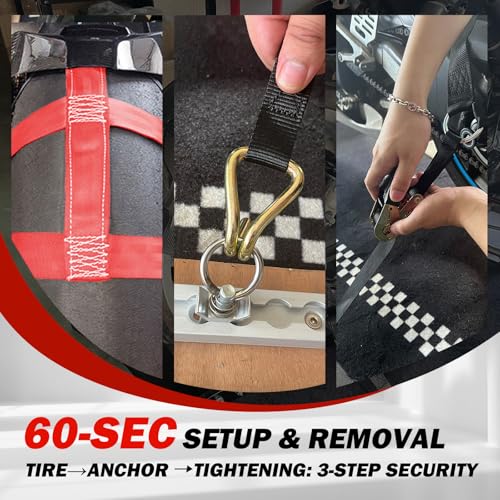 Motorcycle Rear Wheel Tie Down Strap, 2200lbs Break Strength Universal Motorcycle Tie Down Strap in Red - color: Orange,Green