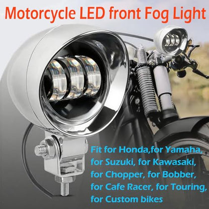 4.5 Inch 2 Pcs Chrome LED Motorcycle Fog Passing Lights ABS Plastic Auxiliary Lamp for Motorcycles Highway Cruising Urban Riding (Chrome)