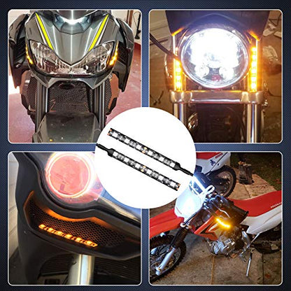 Nilight 2PCS 6-5050-SMD Waterproof Flexible Turn Signal Backup License Plate Universal Amber Lights Strip Universal for Motorcycle ATV UTV, 2 Years Warranty - color: 2PCS Amber