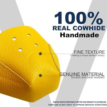 100% Real Cowhide | Toe Cap Guard Protectors | Roller Skate Derby Speed 1 Pair(Yellow) - color: Yellow