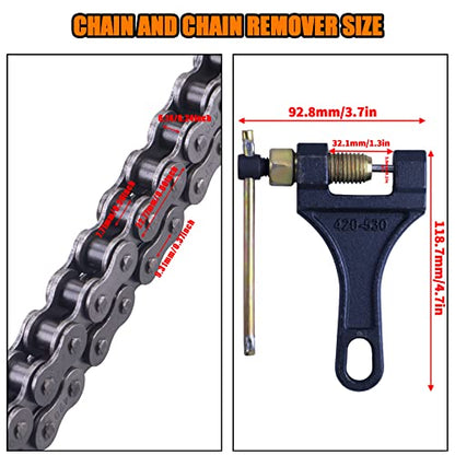 420 Jackshaft Chain 42Link+ Chain Breaker, fit for Coleman BT200X CT200U Trail 200 CT200U-EX Baja TrailMaster Warrior Heat Massimo MB165 MB200 196cc 6.5hp Powersports Mini Bike Part - size: 42 Link Chain Breaker