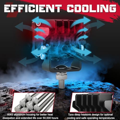 LED Pods, OFFROADTOWN 2inch 50W LED Cubes Flood Off Road Driving Lights Pods Backup Reverse Light Scene Light for Truck Pickup UTV ATV SUV 4x4 Car Motorcycle - Flood - color: 2inch_White Flood