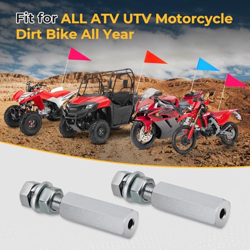 M MATI 2Pcs Quick Release Flag Pole Holder Silver Hold 1/4'' Flag Poles for ATV UTV Motorcycle Dirt Bike All Year - color: Silver