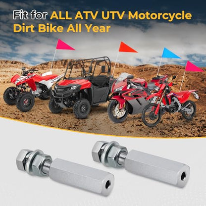 M MATI 2Pcs Quick Release Flag Pole Holder Silver Hold 1/4'' Flag Poles for ATV UTV Motorcycle Dirt Bike All Year - color: Silver