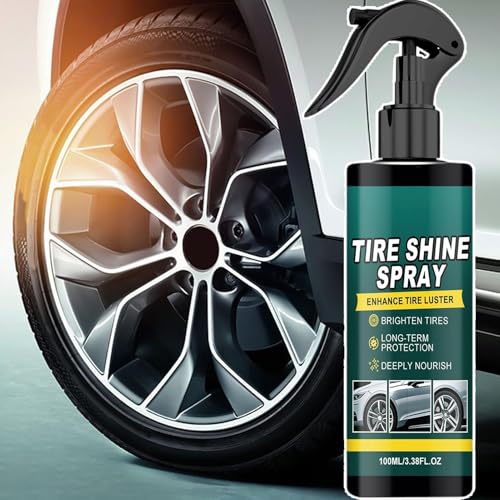 Tire Cleaner and Shine, Protective Layer Formation, 100ml, Auto Detailing Tool, Car Wheel and Tire Maintenance Spray, with Sponge Gloves, for Sedan, Truck, RV, Motorcycle, Scooter, ATV
