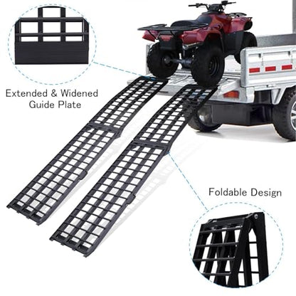FACHNUO Aluminum Motorcycle Ramp 9FT, Portable Heavy Duty Loading for Pickup Truck, Lawn Mower, ATVs, UTVs, Golf Cart, Shed, Dirt Bike, Trailer, Tailgate, 1500lbs Capacity 1PC, 110" L x 18" W - size: 9FT