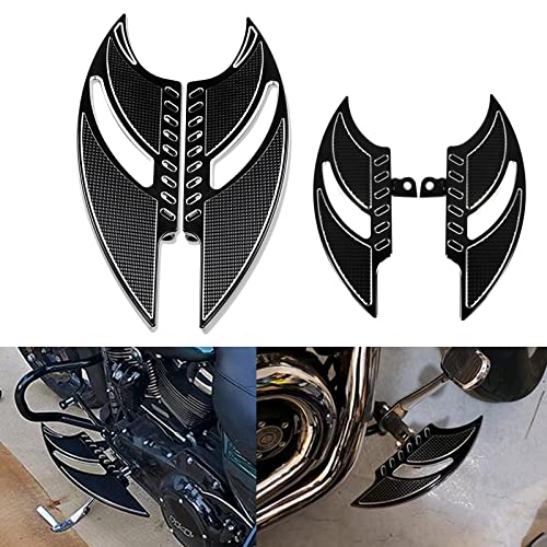 Motorcycle Floorboards CNC Tomahawk Footboards Footpegs Fit for Harley Touring Electra Glide Street Glide Road Glide Softail Dyna (F+R Floorboards Set (Black)) - color: F+R Floorboards Set (Black)