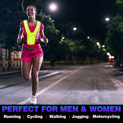 GoxRunx Reflective Running Vest Gear with Reflective Bands for Women Men Safety Reflective Vest for Walking Running Cycling at Night - color: Green