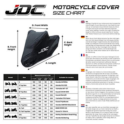 JDC Motorcycle Cover Waterproof - Black - RAIN - XL Tall Top Box - size: XL Tall Top Box
