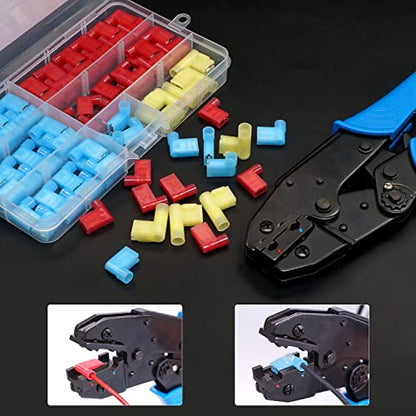 Twidec/Ratchet Crimp Pliers Crimping Tool Ratchet Terminal Crimper Wire Crimp Tool For Crimping Tubular Terminals Nylon Flag Spade Female Connectors HS-07FL - style: HS-07FL