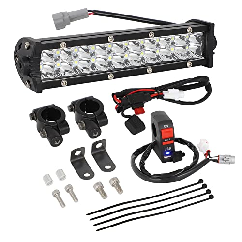Light Bar Kit, Motorcycle Front Light Bar with USB Socket Charger Switch Bright for Honda CRF110 KLX110 TTR110 YZ250F Dirt Bike Plug and Play - size: light Bar Kit with USB Switch