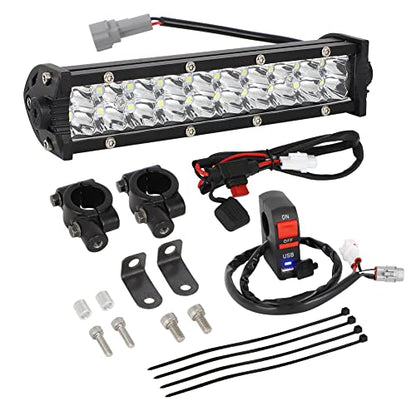 Light Bar Kit, Motorcycle Front Light Bar with USB Socket Charger Switch Bright for Honda CRF110 KLX110 TTR110 YZ250F Dirt Bike Plug and Play - size: light Bar Kit with USB Switch