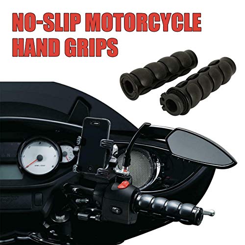 INNOGLOW Motorcycle Handlebar Grips 1 Pairs Hand Grips - color: Black-A