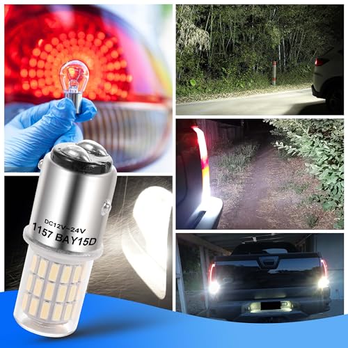 Heifymi DC12-24V 1157 Led Brake Light Bulb, BAY15D 7528 2057 2357 3 Watt Super Bright 6000K Xenon White LED Replacement Backup Reverse Daytime Running Light for Car Camper RV Trailer Boat, 2 Pack - color: 6000K Daylight White, size: BAY15D
