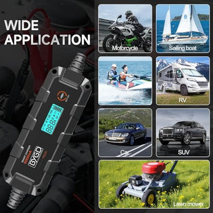 Safety Battery Charger - 6V/12V Car Battery Tender & Maintainer with Recondition Mode and Six-Fold Safety Protection, for Lead-Acid & Lithium Batteries