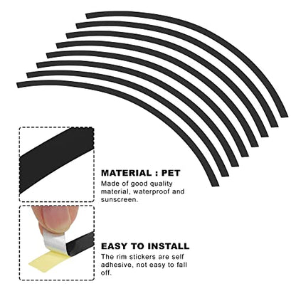X AUTOHAUX 16pcs Fit 17" Wheel Motorcycle Car Bike Wheel Rim Sticker Strips Reflective Stripe Tape Reflector Black - color: Black