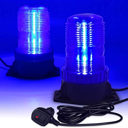 LED Strobe Light, 12V-24V Warning Emergency Safety Flashing Beacon Lights with Magnetic and 16.4 ft Straight Cord Vehicle Forklift Truck Tractor Golf Carts UTV Car Bus (1 PCS, Blue) - color: Blue, size: 1 PCS
