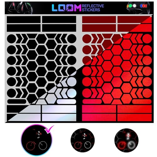 LOOM Reflective Stickers | 134pc Engineer BlkRed | Reflective Stickers for Helmet, Bike, Motorcycle, Hard Hat | Waterproof Reflectors for Car, Trailer | Bike Reflectors for Night Riding - color: Engineer_2black-red
