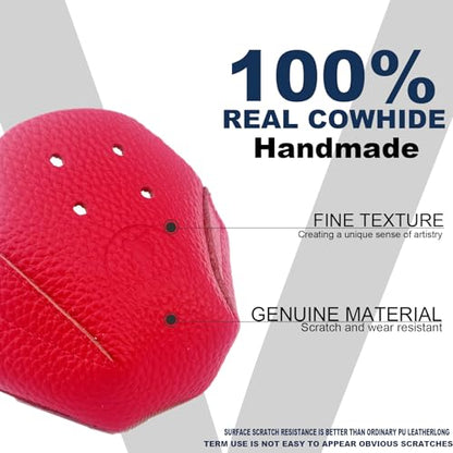 100% Real Cowhide | Toe Cap Guard Protectors | Roller Skate Derby Speed 1 Pair(Red) - color: Red