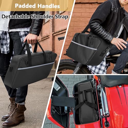 HODRANT Leakproof Motorcycle Saddlebag Cooler Bag, Insulated Saddle Bag Insert Cooler Compatible with Harley Davidson 1993-2022 Touring Hard Saddlebag, Waterproof Motorcycle Beverage Cooler Bag, 1 Bag