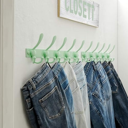 Dseap Coat Rack Wall Mount, Heavy Duty 12-Gauge Base vs Flimsy 1mm, Double-Thick Solid Anti-Snap Hooks, 16” Stud-Mount, Stainless Steel Hanger for Clothes Hat Entryway Closet, Green, Pack of 2 - color: Green, size: L=17" (2pcs)