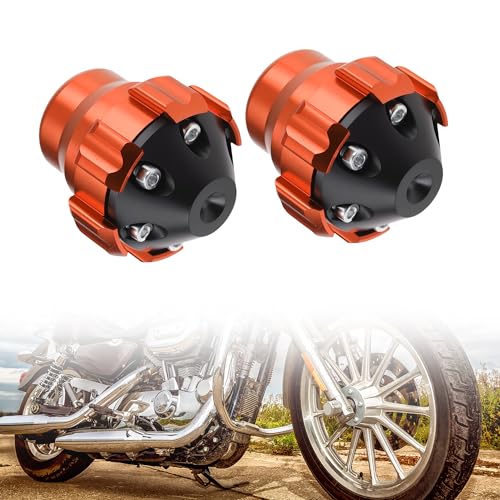Frame Slider Anti-Crash Protector for Motorcycles 5.3 cm Aluminum Alloy Front Fork Wheel Fall Protection Guard Orange 1 Pair - color: Orange