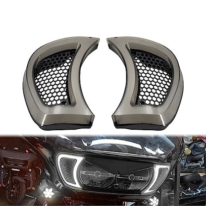 Motorcycle Headlight Vent Accent Turn Signal LED Indicator Side Lights For Harley Road Glide FLTRX 2015-2023 (Smoke Lens) - color: Smoke Lens