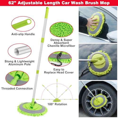 40Pcs Car Wash Cleaning Kit with Foam Gun Sprayer Detailing Brushes Wash Mop Windshield Cleaning Tool Tire Brush Towels Complete Interior Exterior Detailing Set for Car - size: 40Pcs
