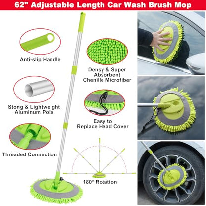 40Pcs Car Wash Cleaning Kit with Foam Gun Sprayer Detailing Brushes Wash Mop Windshield Cleaning Tool Tire Brush Towels Complete Interior Exterior Detailing Set for Car - size: 40Pcs