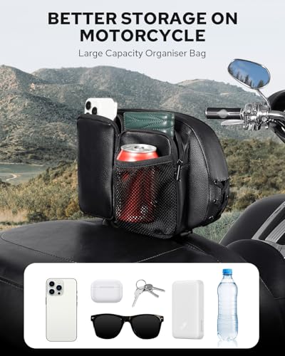 Benlari Rider Driver Backrest Bag, Driver Backrest Storage Bag, Rider Backrest Organizer Bag Fit for Harley Touring CVO Street Glide Road Glide Limited Softail Sportster Tri Glide Dyna