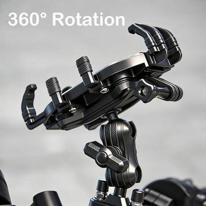 Motorcycle Phone Mount Holder with Vibration Dampener, Heavy Duty Bike Phone Holder, Anti-Shake Handlebar for Bicycle Bike Phone Holder Mount, Adjustable Fit 5.4-6.9'' Smartphone