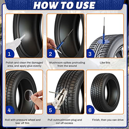 Frienda 24 Pcs Tire Patches Kit 1/4" x 1 7/8" Rubber Tire Repair Patch Mushroom Plug Kit Rubber Puncture Repair Plug for Car Motorcycle Truck Bus - size: 1/4" x 1 7/8"
