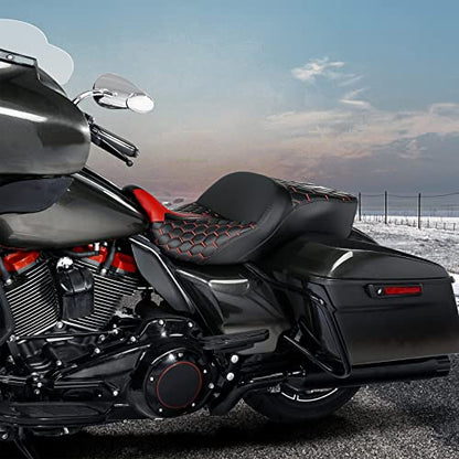 CC RIDER Driver Passenger Seat Hammock Gel Red Hexagon Fit For Harley Touring 2009-2023 Street Glide Road Glide Road King Electra Glide and 2009-2021 Tri Glide - color: 23# Red