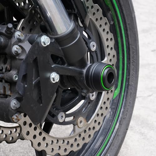 Compatible with ZX-6 ZX6R 2010-2024 2025 2026 Motorcycle Front Wheel Axle Crash Protector Pad Rear Swingarm Spools Slider Stand Accessories (Green) - color: Green