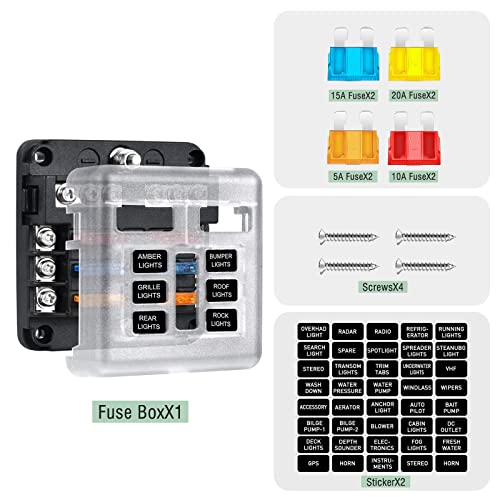 6-Way Marine Fuse Block,Waterproof 12v Fuse Block with LED Indicator for 12V/24V Automotive Golf Cart Truck Car Boat Marine RV Motorcycle - style: 6-Way