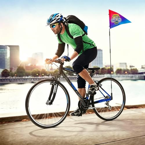 Personalized Bike Safety Flag with Pole - 6-Foot Adjustable Pole, Custom Safety Flag for Kids, Bicycles and Golf Carts (Triangular flag 1-1PC) - color: Triangular flag 1 - 1PC