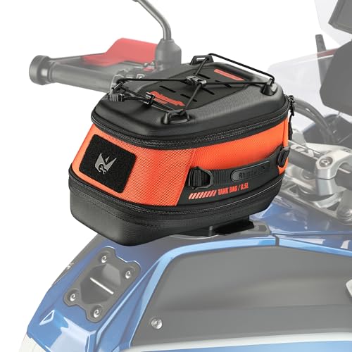 Rhinowalk Motorcycle Tank Bag 5L-6.5L with Strong Magnetic Quick Release Magnetic Tank Bag with Rain Cover fits Harley Davidson, Indian, Honda, Yamaha, Suzuki and More-Orange - color: Orange